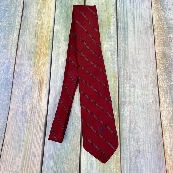 Christian Dior Vintage Men's Tie Red Blue Stripe Silk Blend 90s - Picture 6 of 8